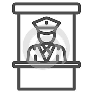 Customs officer in the office, passport controll line icon, security concept, CBP vector sign on white background