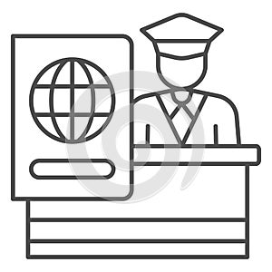 Customs officer thin line icon, airlines concept, customs control vector sign on white background, customs control