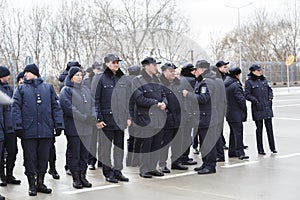 Customs officers at inauguration of new moldovan ukrainian border Palanca