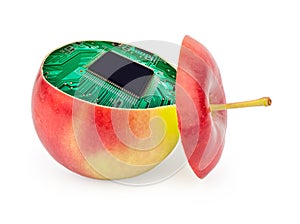 Cut apple inside with electronic circuit