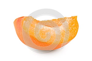 Cut of apricot fruit isolated on white background. clipping path