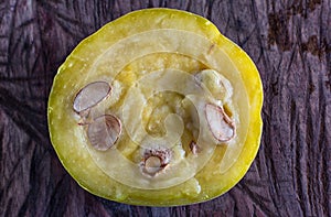 Cut araza fruit closeup photo