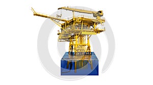 Cut away to show detail under water of offshore oil and gas wellhead remote platform