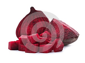 Cut beet on white background