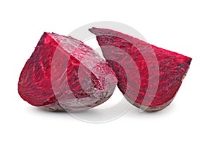 Cut beet on white background