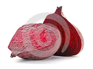 Cut beet on white background