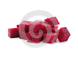 Cut beet on white background