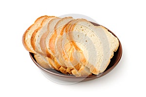 Cut bread on plate