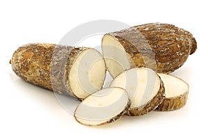 Cut cassava root