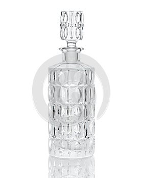 Cut crystal whiskey decanter on white