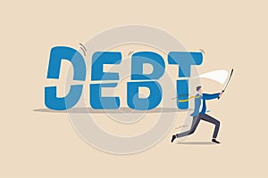 Cut debt, negotiate with bank or debtor to reduce amount of loan and mortgage payment, solution for money management concept, photo
