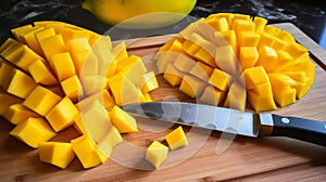 Cut diced mango