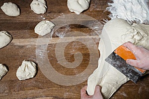 Cut dough dumpling bread cooking process