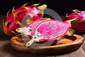 Cut dragon fruit nautre. Generate Ai