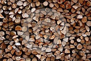 Cut firewood stack logs as pattern