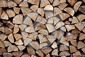Cut firewood stack logs as pattern