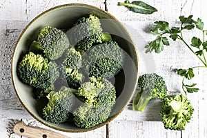 Cut fresh natural green broccoli