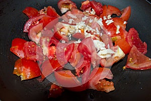 Cut the fresh red tomatoes