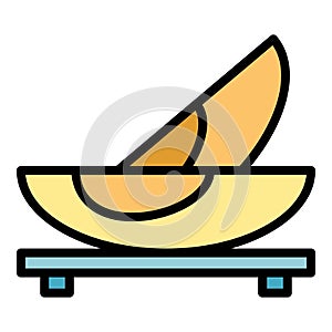 Cut fruit icon vector flat