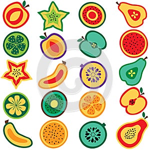 Cut fruits clip art set