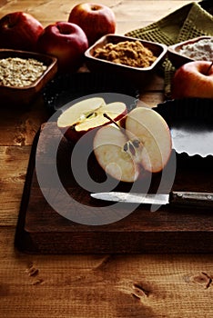 Cut gala apple with ingredients