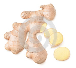 Cut ginger root, top view