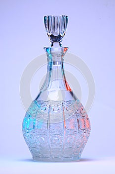 Cut Glass Bottle Colored