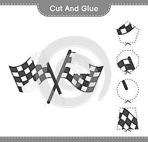 Cut and glue, cut parts of Racing Flags and glue them. Educational children game, printable worksheet, vector illustration