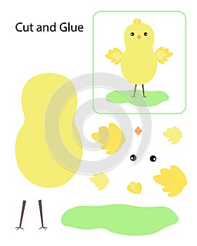 Cut and glue educational activity for children, DIY Easter chicken papercraft