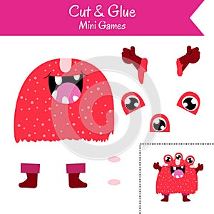 Cut and Glue . Educational game for preschool children.