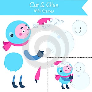 Cut and Glue . Educational game for preschool children.