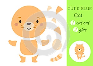 Cut and glue paper little cat. Kids crafts activity page. Educational game for preschool children. DIY worksheet. Kids