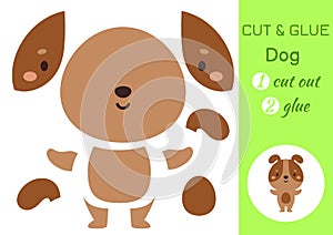 Cut and glue paper little dog. Kids crafts activity page. Educational game for preschool children. DIY worksheet. Kids