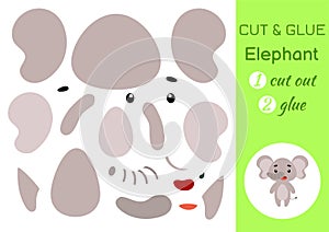 Cut and glue paper little elephant. Kids crafts activity page. Educational game for preschool children. DIY worksheet. Kids art