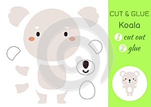 Cut and glue paper little koala. Kids crafts activity page. Educational game for preschool children. DIY worksheet. Kids