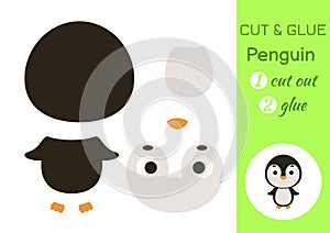 Cut and glue paper little penguin. Kids crafts activity page. Educational game for preschool children. DIY worksheet