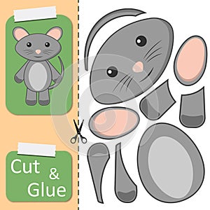 Cut and glue the paper Mouse. Create application the cartoon funny Rat. Education riddle entertainment and amusement for children