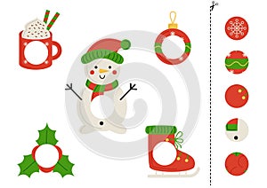 Cut and glue parts of cute Christmas elements