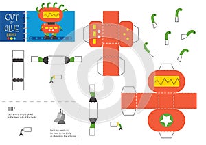 Cut and glue robot toy vector illustration