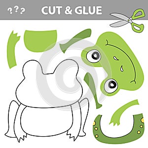 Cut and glue - Simple game for kids. Education paper game for children, Frog