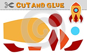 Cut and glue. Vector illustration of a rocket ship. Paper game for children activity and education