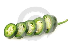 Cut green pepper jalapeno photo