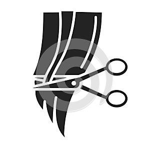 Cut hair black glyph line icon. Haircutting shears. Hairdresser services. Professional hair styling. Beauty industry. Pictogram