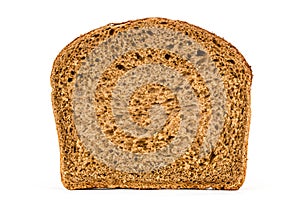 Cut in half a loaf of fresh bread, isolated on white background