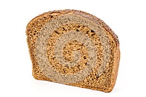 Cut in half a loaf of fresh bread, isolated on white background