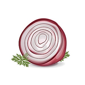 Cut in half red onion