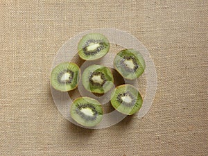 Cut halves of Kiwi fruits