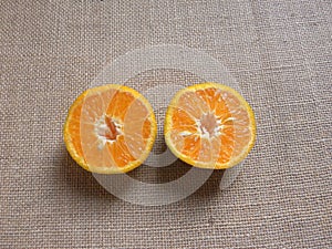 Cut halves of Nagpur orange