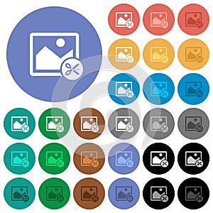 Cut image round flat multi colored icons