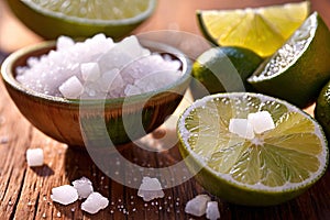 Cut lime slices and sea salt